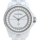 【ラッピング可】 シャネル CHANEL J12 H5237 腕時計 セラミック ダイヤモンド クォーツ ホワイト レディース 【中古】