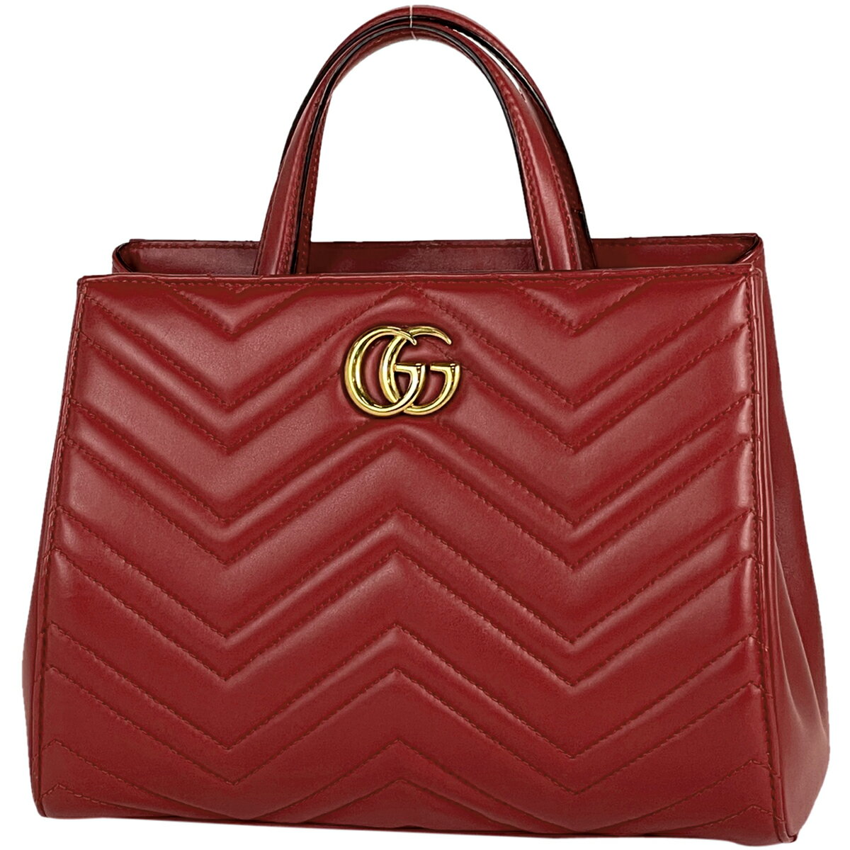 グッチ GUCCI GGマーモント ハンドバッグ 2WAY ショルダーバッグ ダブルG ハンドバッグ レザー レッド 448054 レディース 【中古】