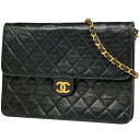 シャネル CHANEL マトラッセ シングルフラップ チェーン ショルダーバッグ ココマーク ショルダーバッグ レザー ブラック A03570 レディース 【中古】