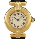 22％OFF 【ラッピング可】 カルティエ CARTIER マスト コリゼ ヴェルメイユ 590002 腕時計 シルバー925 GP レザー クォーツ アイボリー レディース 【中古】 msp29