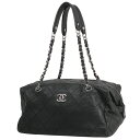 シャネル CHANEL ココマーク チェーン トートバッグ CCマーク ハンドバッグ キャビアスキン ブラック レディース 【中古】