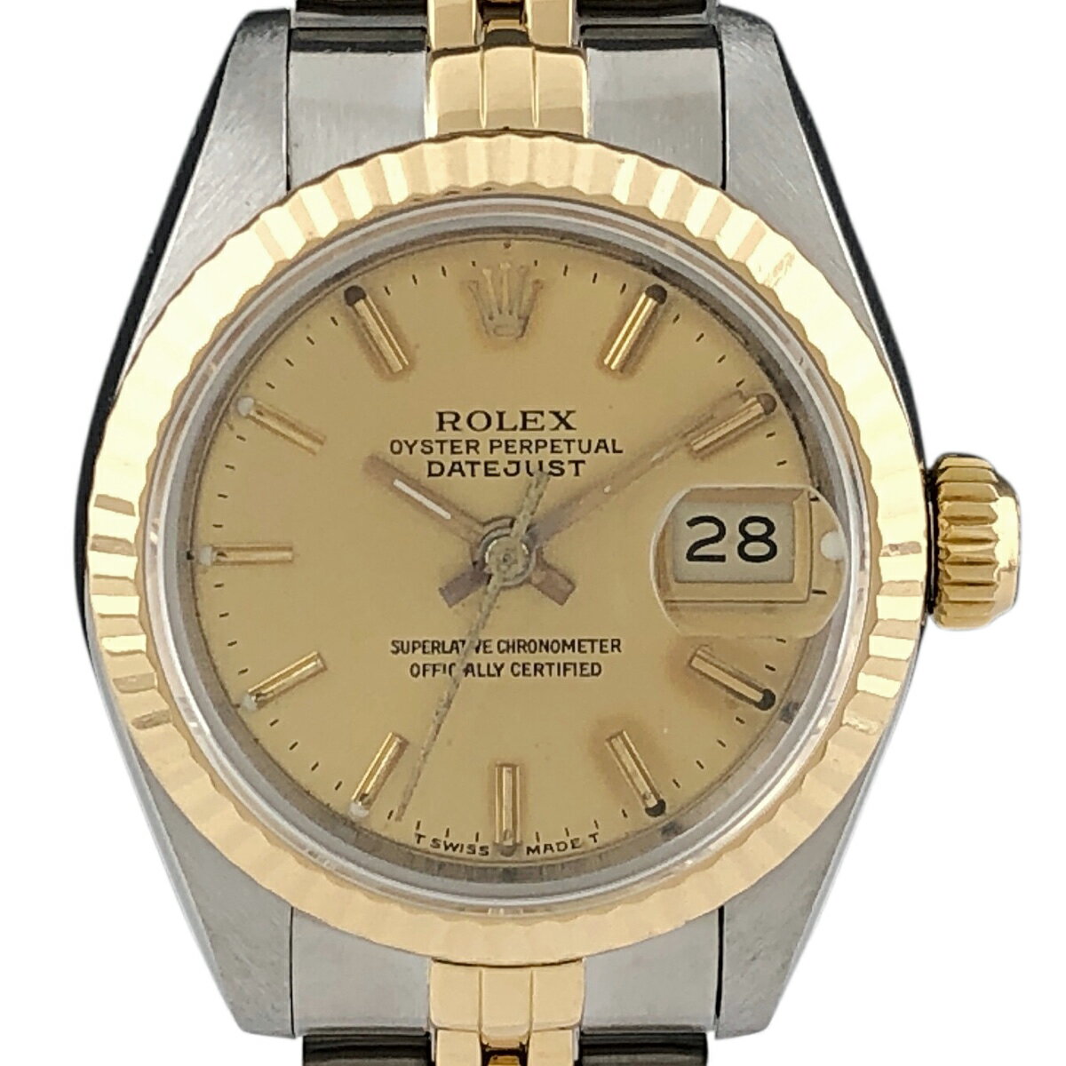 13％OFF 【ラッピング可】 ロレックス ROLEX デイトジャスト 69173 腕時計 SS YG 自動巻き シャンパンゴールド レディース 【中古】 msp29