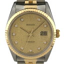 18％OFF 【ラッピング可】 ロレックス ROLEX デイトジャスト 10Pダイヤ 16233G 腕時計 SS YG ダイヤモンド 自動巻き シャンパンゴールド メンズ 【中古】 msp29