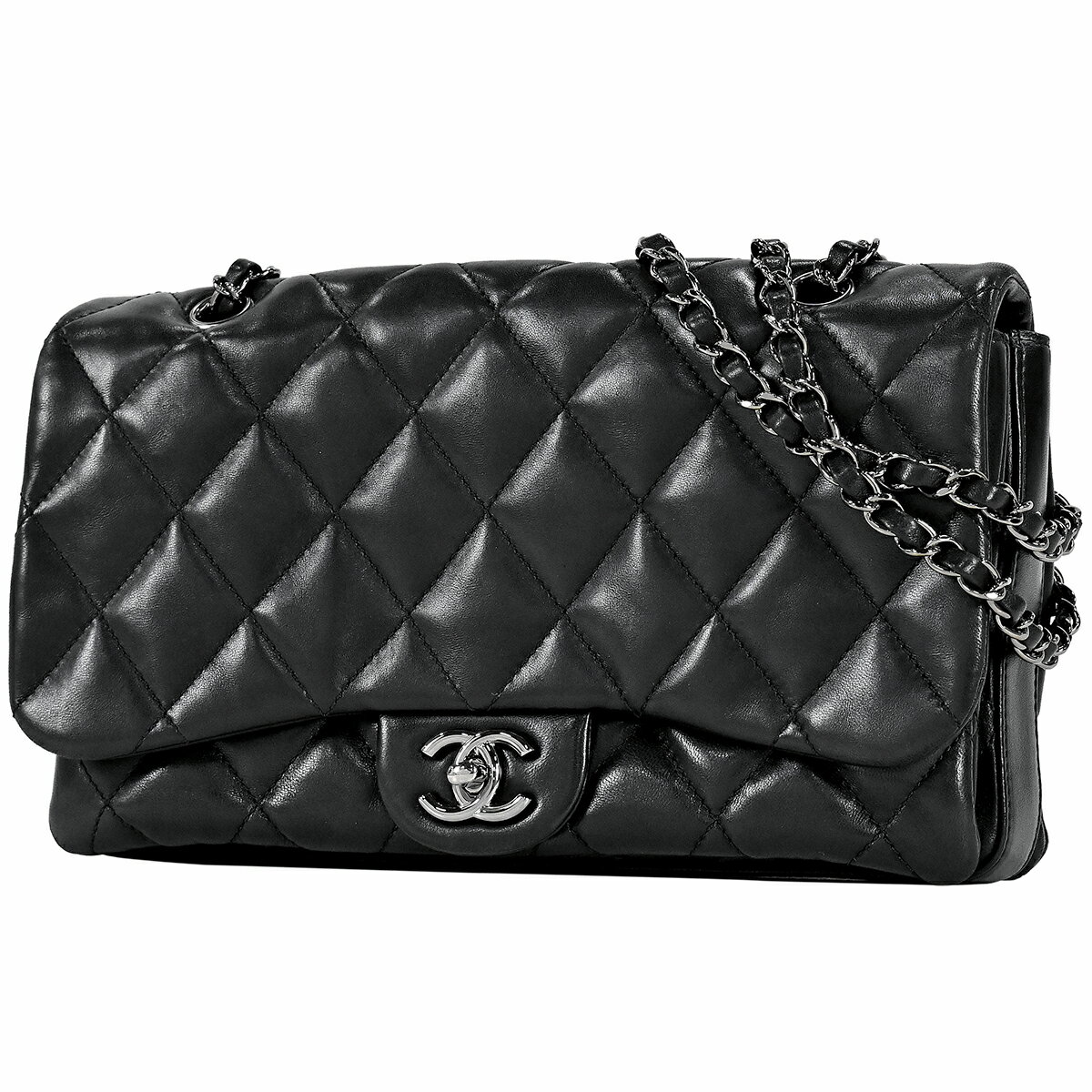 16％OFF シャネル CHANEL ココマーク チェーン ショルダーバッグ Wチェーン マトラッセ ショルダーバッグ レザー ブラック レディース 【中古】 msp29