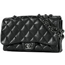 シャネル CHANEL ココマーク チェーン ショルダーバッグ Wチェーン マトラッセ ショルダーバッグ レザー ブラック レディース 【中古】