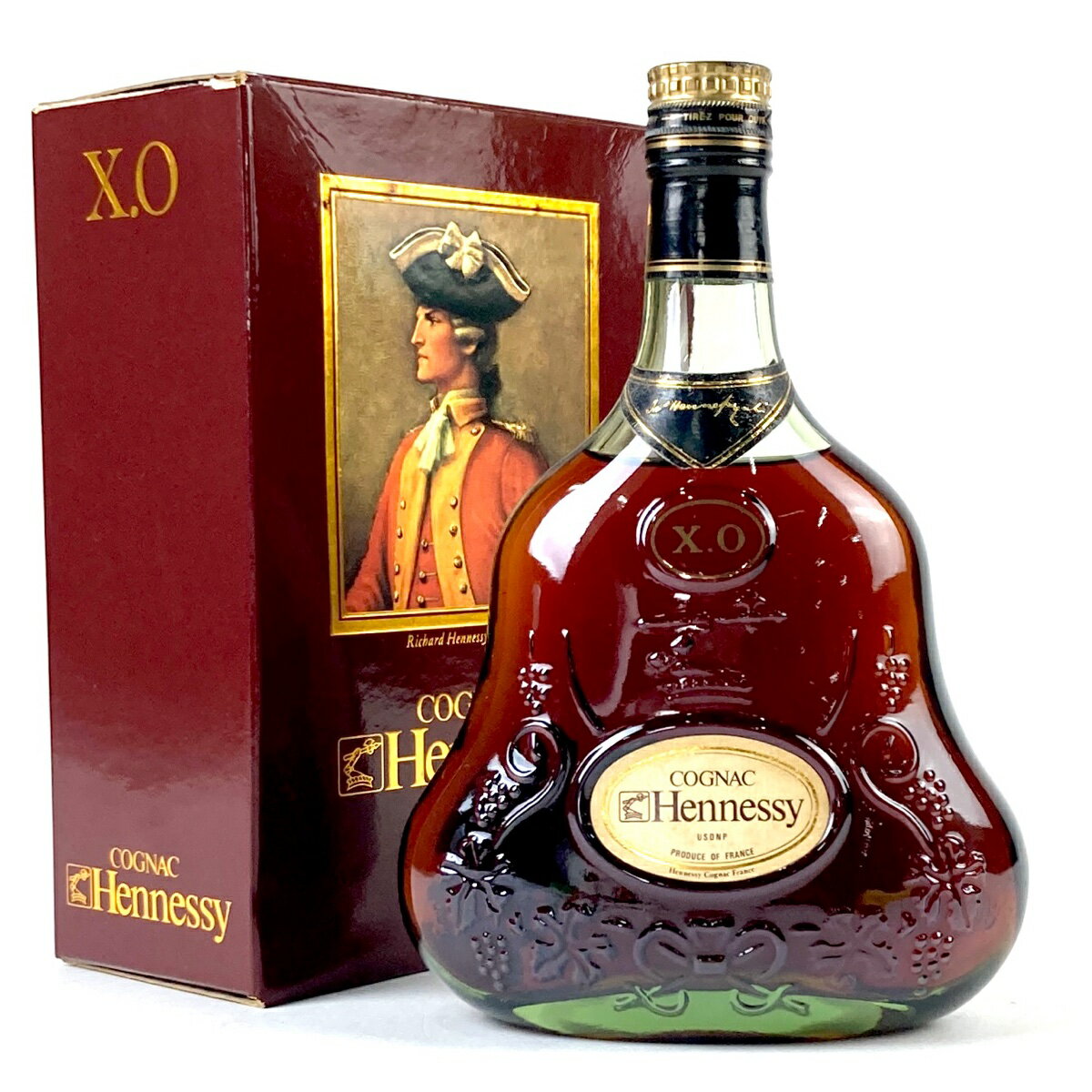 【箱付】JA,s HENNESSY　X.O.　ジャズ　ヘネシー　金キャップ　グリーンボトル　コニャック　ブランデー【古酒・中古】松前R56店