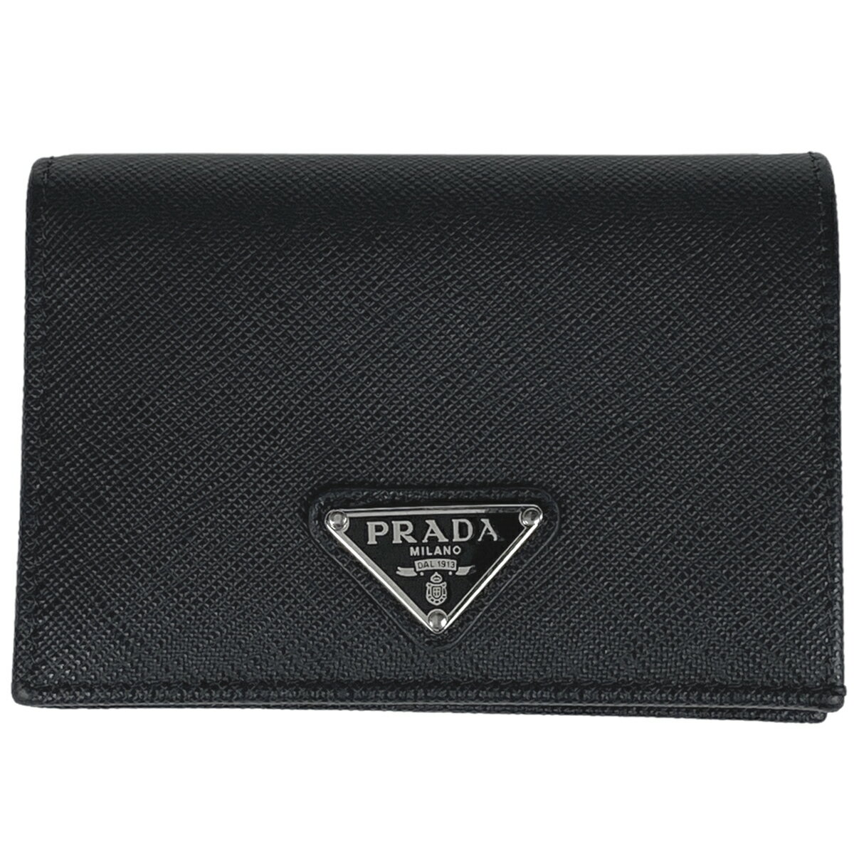 32％OFF 【ラッピング可】プラダ PRADA ロゴプレート 二つ折り財布 コンパクトウォレット 二つ折り財布 サフィアーノレザー ネロ(ブラック) 1MV021 レディース 【中古】 msp39