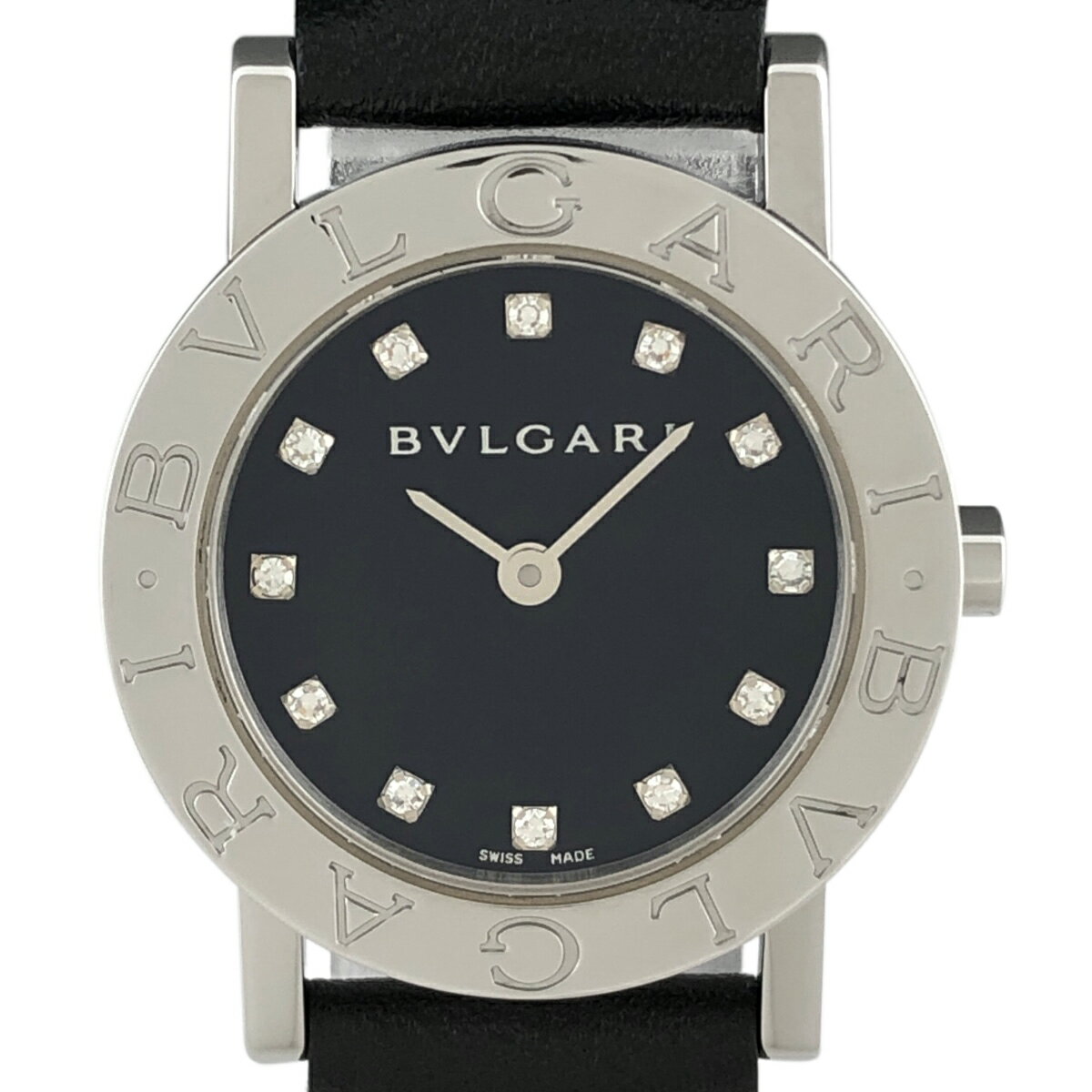 29％OFF 【ラッピング可】 ブルガリ BVLGARI ブルガリ ブルガリ 12Pダイヤ BB26SL 腕時計 SS レザー ダイヤモンド クォーツ ブラック レディース 【中古】 msp29