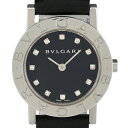 【ラッピング可】 ブルガリ BVLGARI ブルガリ ブルガリ 12Pダイヤ BB26SL 腕時計 SS レザー ダイヤモンド クォーツ ブラック レディース 【中古】