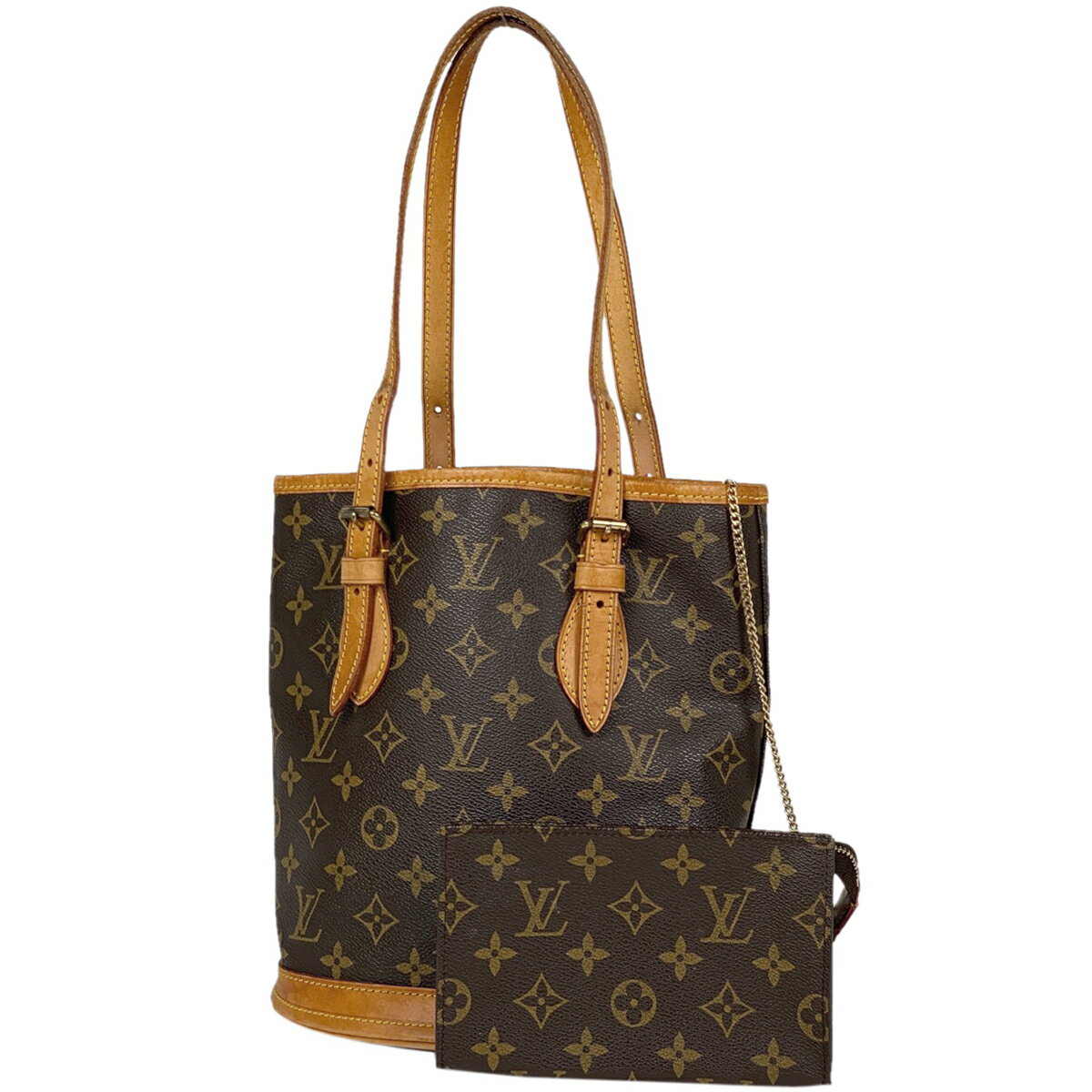 ルイ・ヴィトン Louis Vuitton プチ バケット PM ショルダーバッグ バケツ型 トートバッグ モノグラム ブラウン M42238 レディース 【中古】