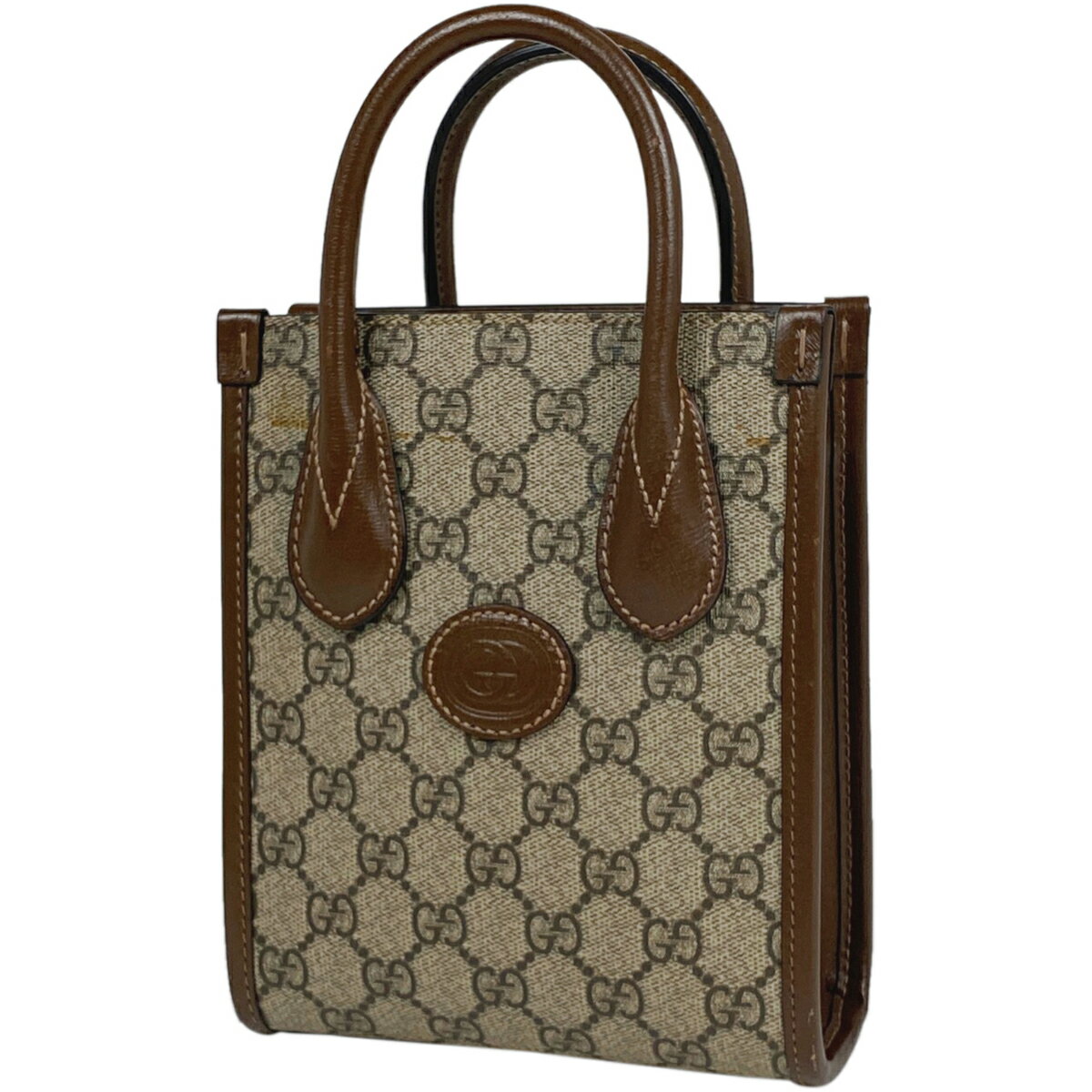 9％OFF グッチ GUCCI インターロッキングG付き ミニトート 2WAY ショルダーバッグ ハンドバッグ トートバッグ GGスプリーム ベージュ ブラウン 671623 レディース 【中古】 msp29