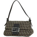 10％OFF フェンディ FENDI ズッキーノ柄 ハンドバッグ ミニ マンマバケット ワンショルダー ハンドバッグ キャンバス ブラウン 8BR180 レディース 【中古】 msp29