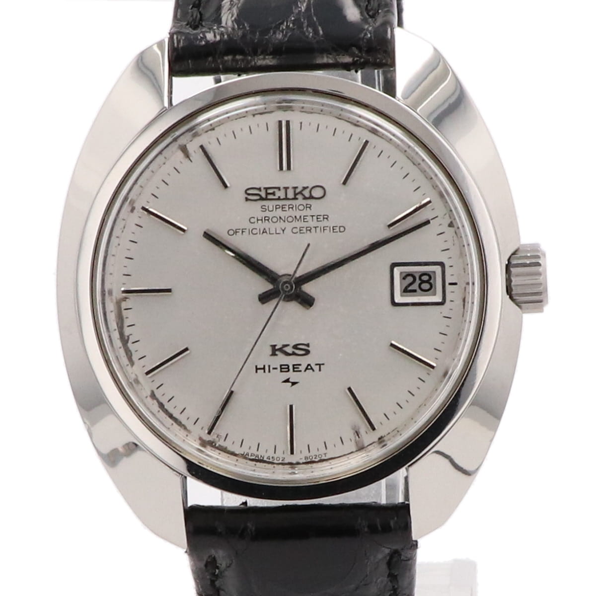 27％OFF 【ラッピング可】 セイコー SEIKO キングセイコー ハイビート メダリオン 4502-8010 腕時計 SS レザー 手巻き シルバー メンズ 【中古】 msp29