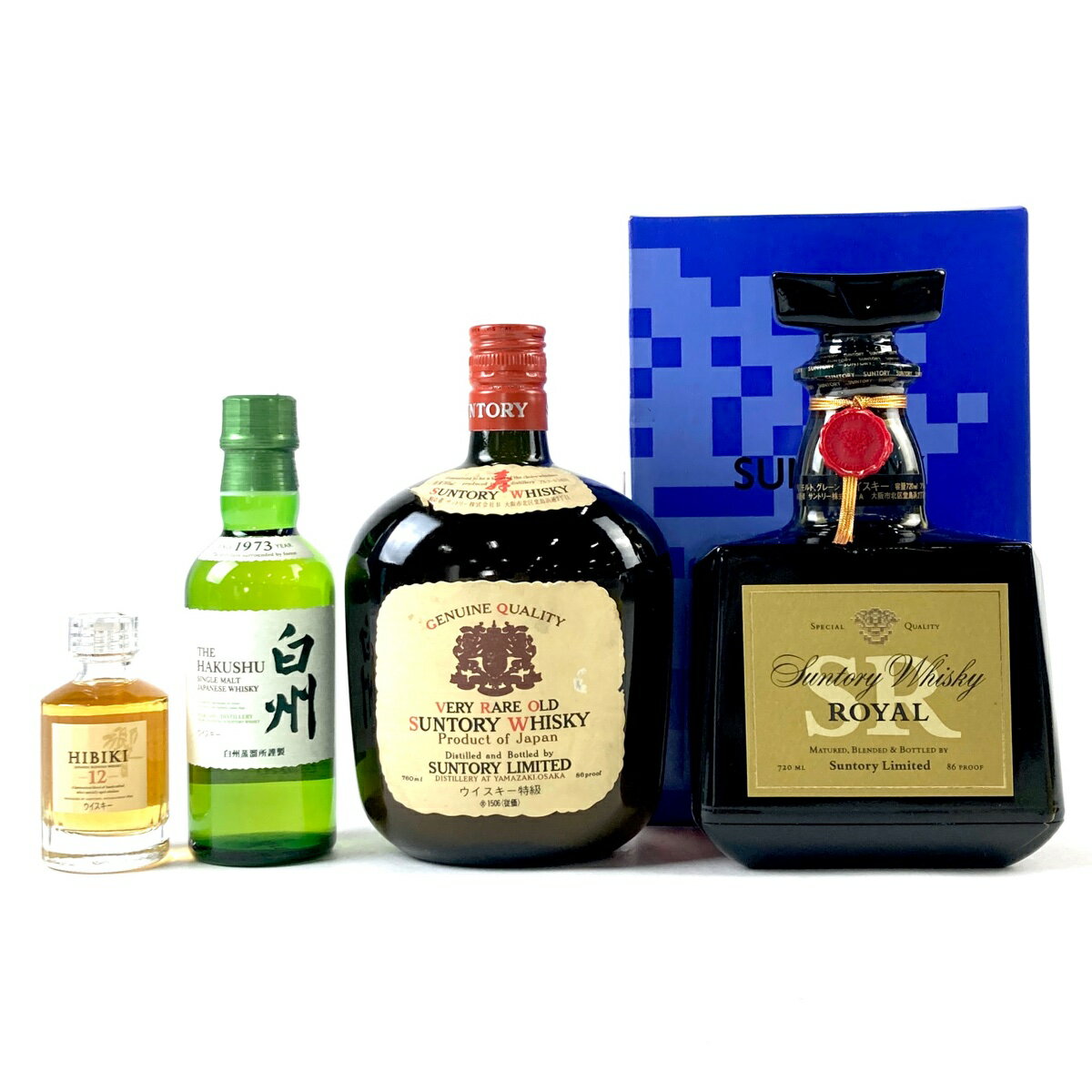 5％OFF 【東京都内限定発送】 4本 サントリー SUNTORY ベリーレアオールド ローヤル SRラベル 響 12年 白州 シングルモルト ジャパニーズ ミニボトル ウイスキー セット 【中古】