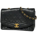 シャネル CHANEL ダイアナ マトラッセ シングルフラップ チェーン ショルダーバッグ ココマーク ショルダーバッグ レザー ブラック A01164 レディース 【中古】