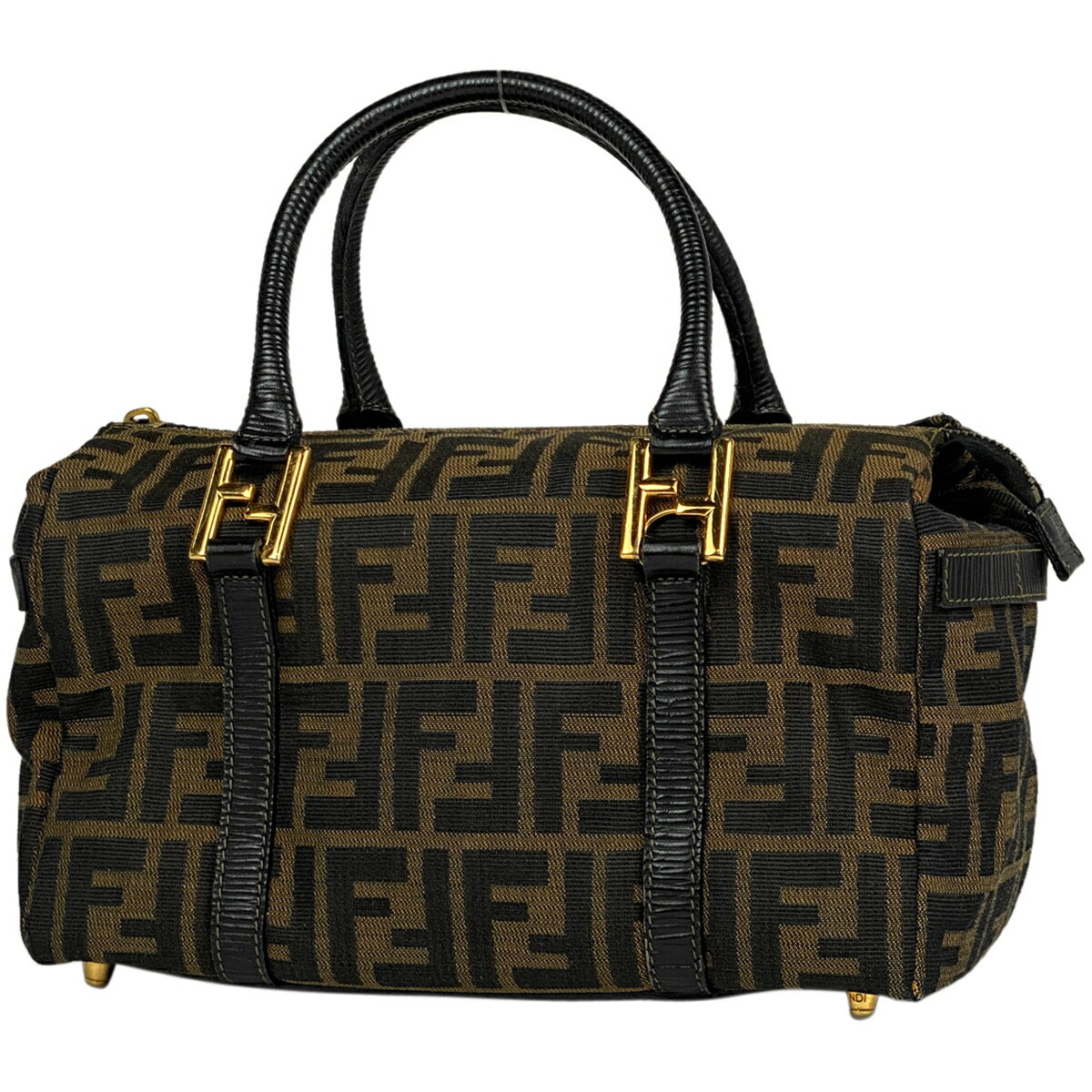 フェンディ FENDI ズッカ柄 ハンドバッグ ミニ ボストン 手提げ ハンドバッグ キャンバス ブラウン ブラック 261470 レディース 【中古】