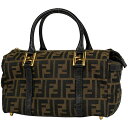 9％OFF フェンディ FENDI ズッカ柄 ハンドバッグ ミニ ボストン 手提げ ハンドバッグ キャンバス ブラウン ブラック 261470 レディース 【中古】 msp29