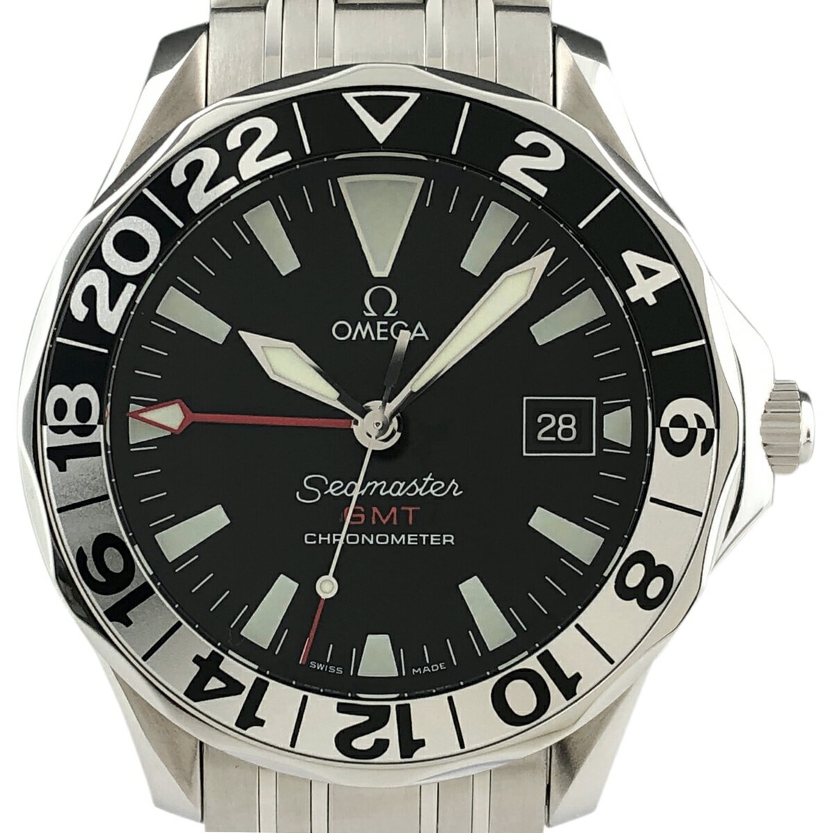 【ラッピング可】 オメガ OMEGA シーマスター 300 GMT 50周年記念モデル 2534.50 腕時計 SS 自動巻き ブラック メンズ 【中古】