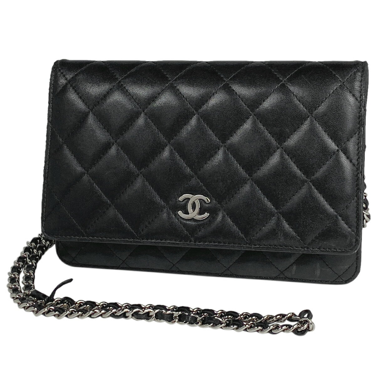 6％OFF シャネル CHANEL ココマーク チェーン ウォレット マトラッセ ショルダーバッグ レザー ブラック レディース 【中古】 msp29