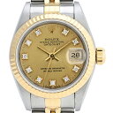 7％OFF 【ラッピング可】 ロレックス ROLEX デイトジャスト 10Pダイヤ 69173G 腕時計 SS YG ダイヤモンド 自動巻き シャンパンゴールド レディース 【中古】 msp29