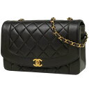 シャネル CHANEL ダイアナ マトラッセ シングルフラップ チェーン ショルダーバッグ ココマーク ショルダーバッグ レザー ブラック A01165 レディース 【中古】