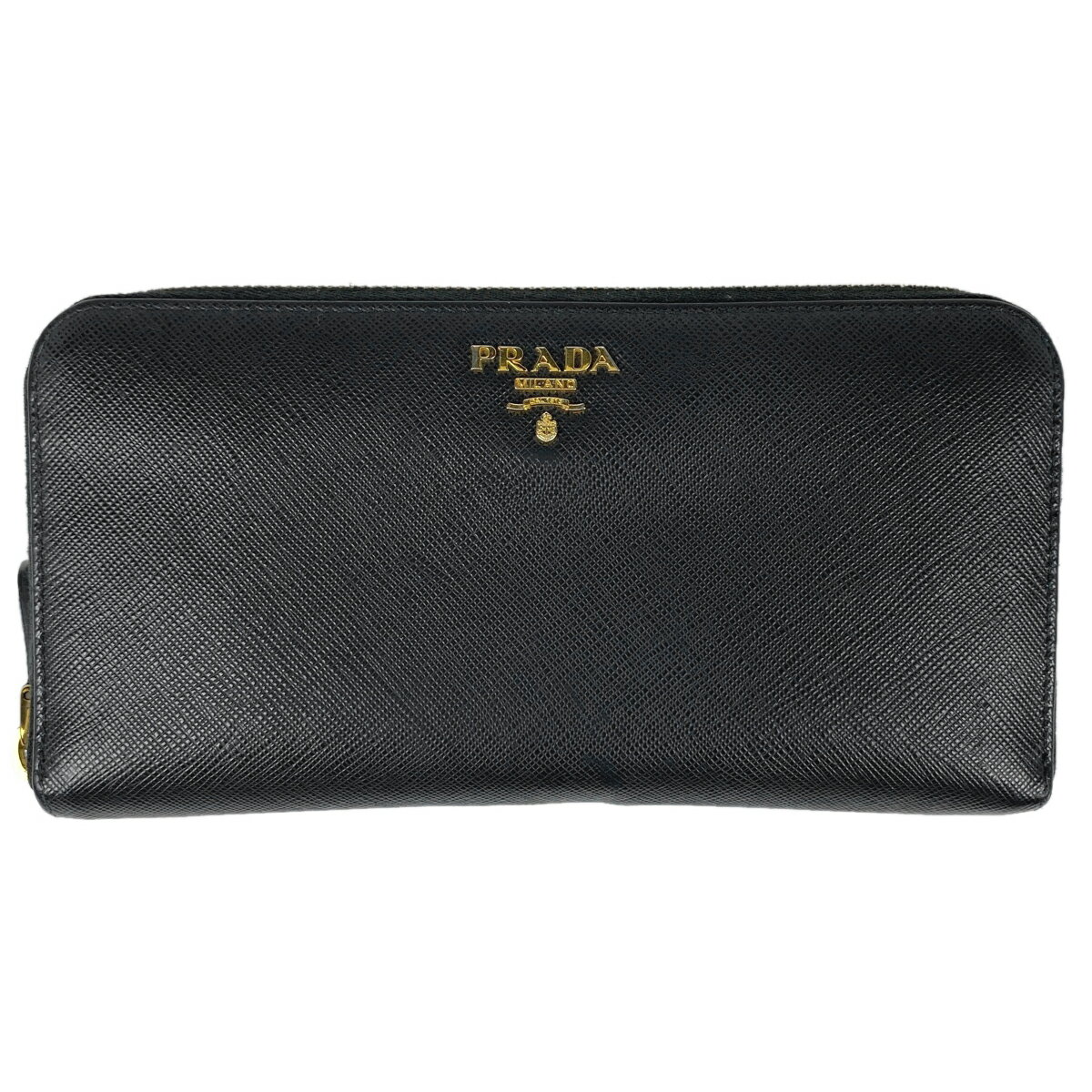 30％OFF 【ラッピング可】プラダ PRADA ロゴ ラウンドファスナー 長財布 札入れ 小銭入れ ラウンドジップ 長財布 サフィアーノレザー ネロ(ブラック) 1ML506 レディース 【中古】 msp39