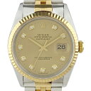 8％OFF 【ラッピング可】 ロレックス ROLEX デイトジャスト 10Pダイヤ 16233G 腕時計 SS YG ダイヤモンド 自動巻き シャンパンゴールド メンズ 【中古】 msp29