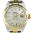 10％OFF 【ラッピング可】 ロレックス ROLEX デイトジャスト 10Pダイヤ 69173G 腕時計 SS YG ダイヤモンド 自動巻き ホワイト レディース 【中古】 msp29