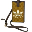 グッチ GUCCI GG柄 ミニ ショルダーバッグ GGクリスタル Adidas アディダス コラボ スマートフォンケース ショルダーバッグ コーティングキャンバス ブラウン 702203 レディース 【中古】