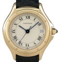 15％OFF 【ラッピング可】 カルティエ CARTIER パンテール クーガー SM 腕時計 YG レザー クォーツ アイボリー レディース 【中古】 msp29