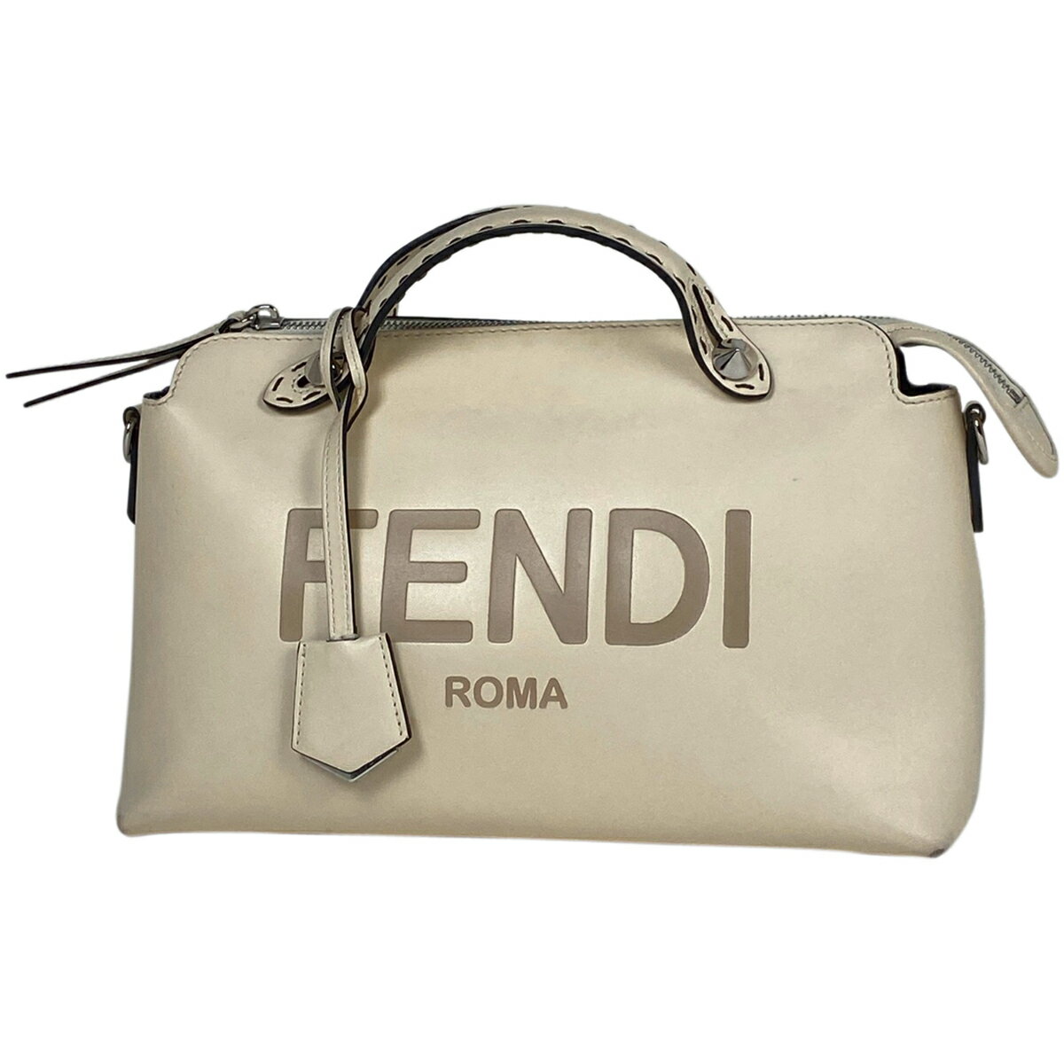 フェンディ FENDI バイザウェイ ミディアム ロゴ ハンドバッグ レザー ベージュ 8BL146 レディース 【中古】