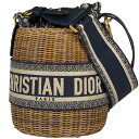 1％OFF クリスチャンディオール Christian Dior オブリーク バケットバッグ トロッター かごバッグ 巾着型 ショルダーバッグ キャンバス ネイビー ベージュ レディース 【中古】 msp29