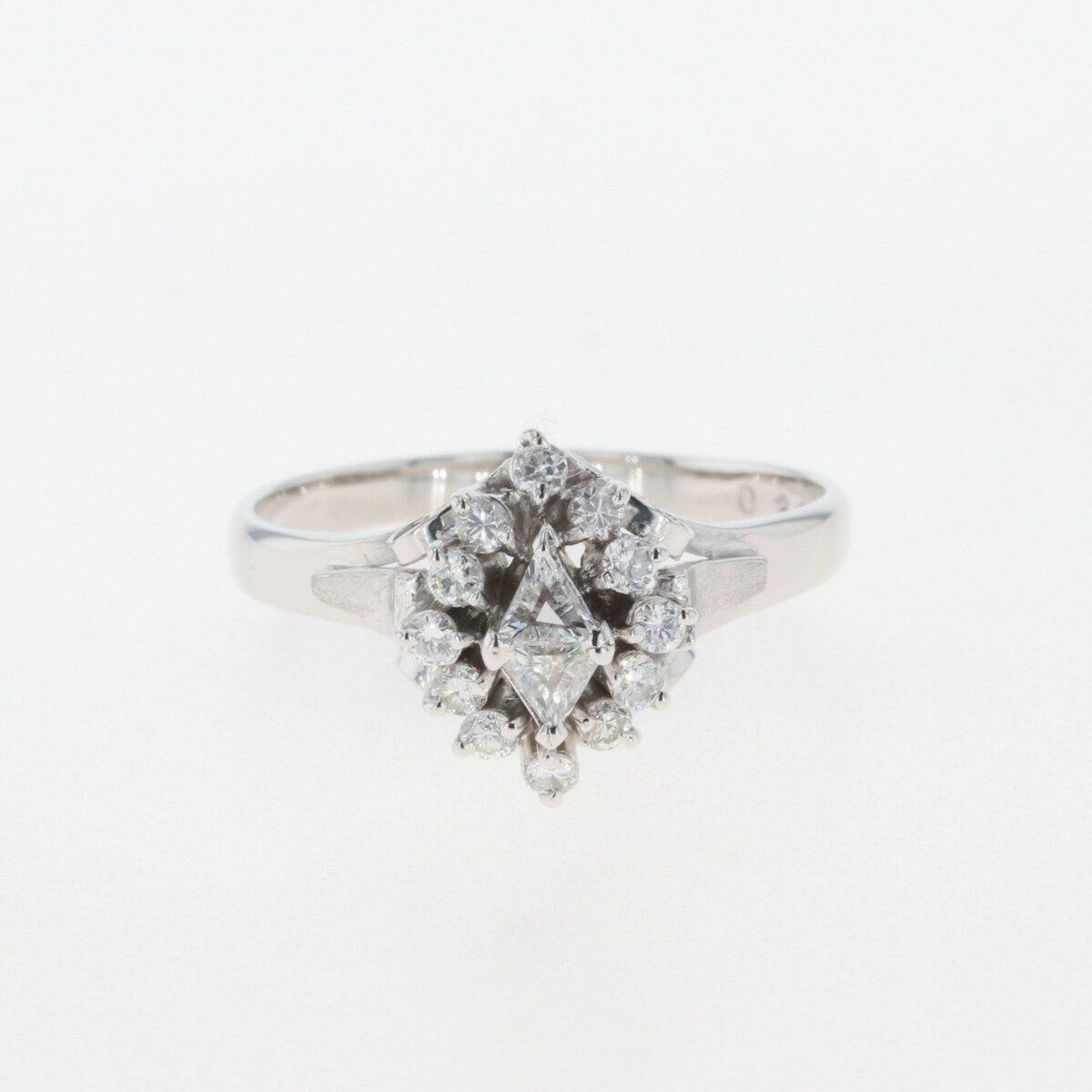 【ラッピング可】 メレダイヤ デザインリング プラチナ 指輪 リング 18号 Pt900 ダイヤモンド メンズ 【中古】