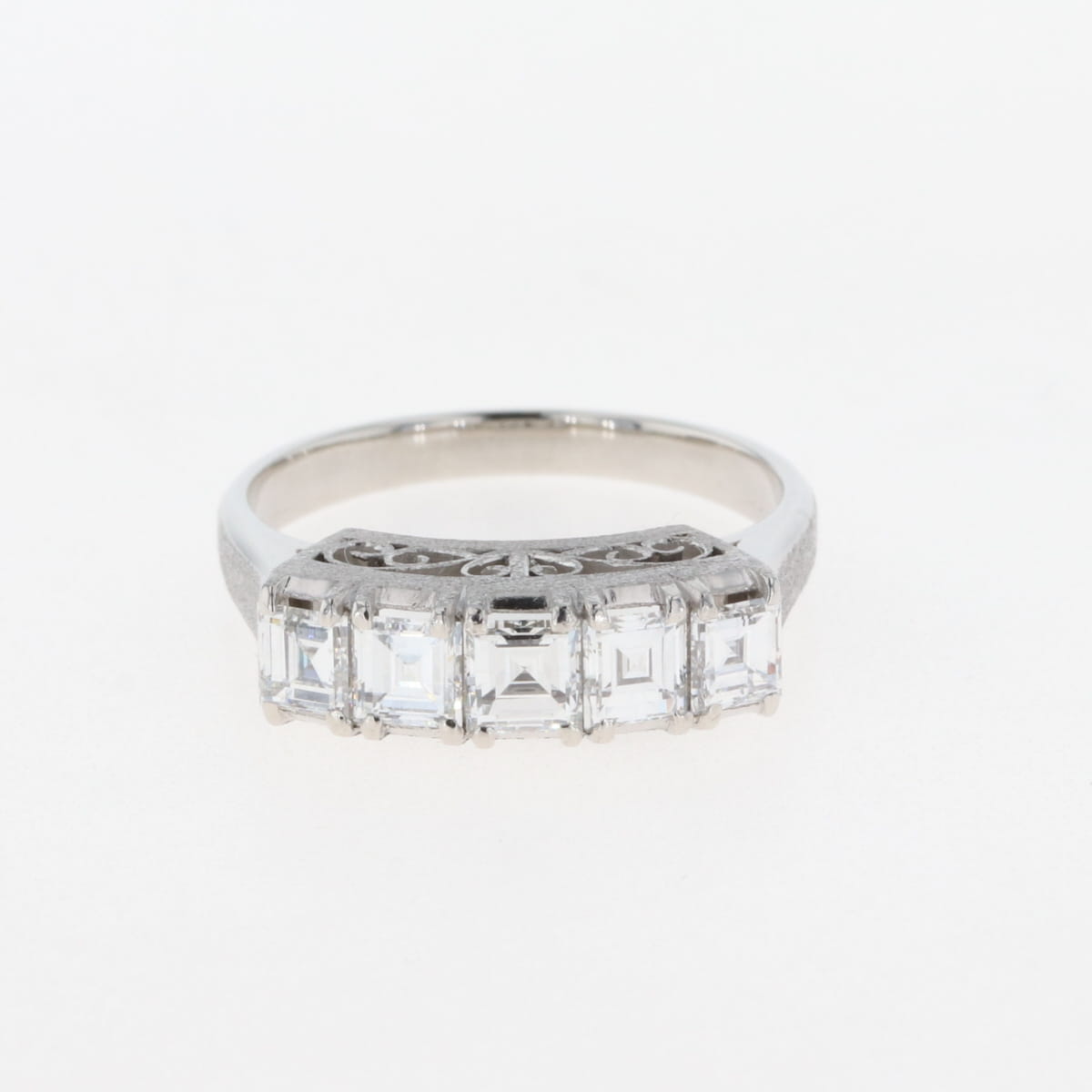 【ラッピング可】 メレダイヤ デザインリング プラチナ 指輪 リング 13号 Pt900 ダイヤモンド レディース 【中古】