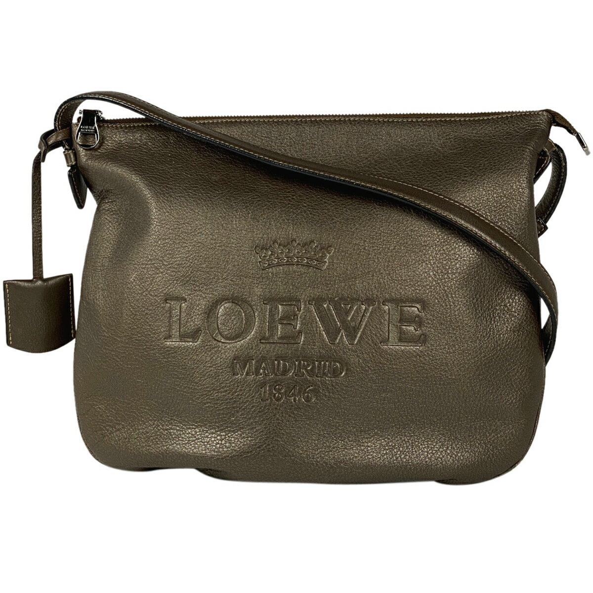 18％OFF ロエベ LOEWE ロゴ ショルダーバッグ 斜め掛け ショルダーバッグ レザー ブラウン レディース 【中古】 msp29