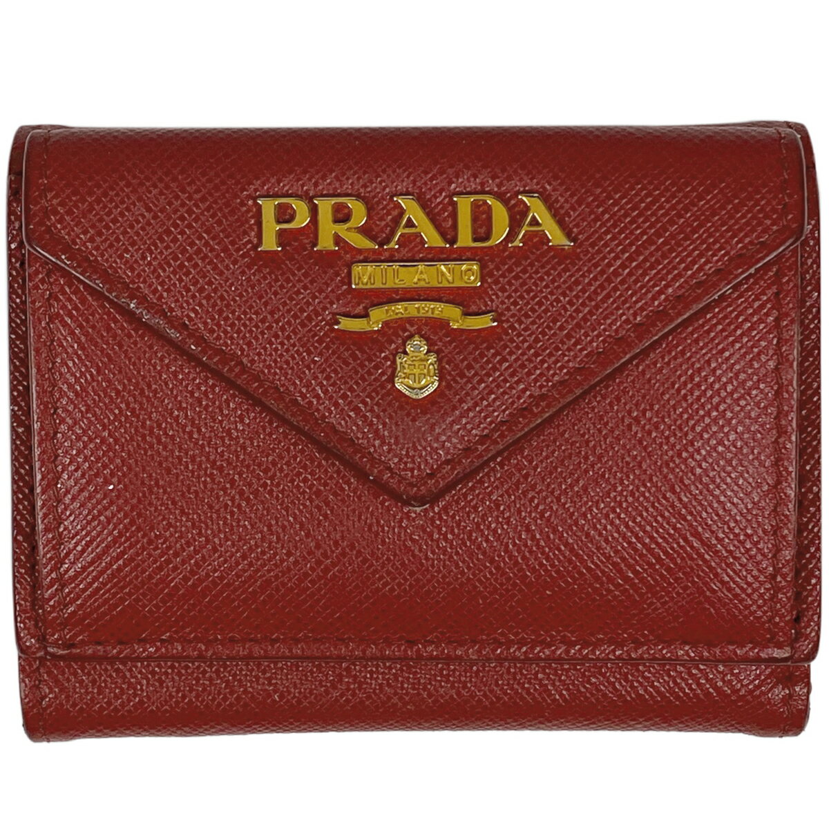 21％OFF 【ラッピング可】プラダ PRADA ロゴ 三つ折り財布 札入れ 小銭入れ ミニ コンパクト 三つ折り財布 サフィアーノレザー レッド 1MH021 レディース 【中古】 msp29