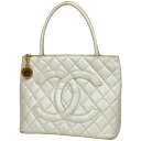 8％OFF シャネル CHANEL 復刻トート ハンドバッグ ココマーク キャビアスキン ホワイト A01804 レディース 【中古】 msp29