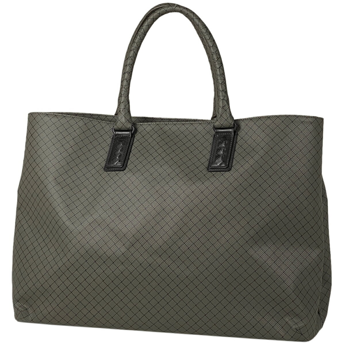 12％OFF ボッテガヴェネタ BOTTEGAVENETA イントレチャート柄 トートバッグ 手提げ 肩掛け ロゴ トートバッグ コーティングキャンバス グレー レディース 【中古】 msp29