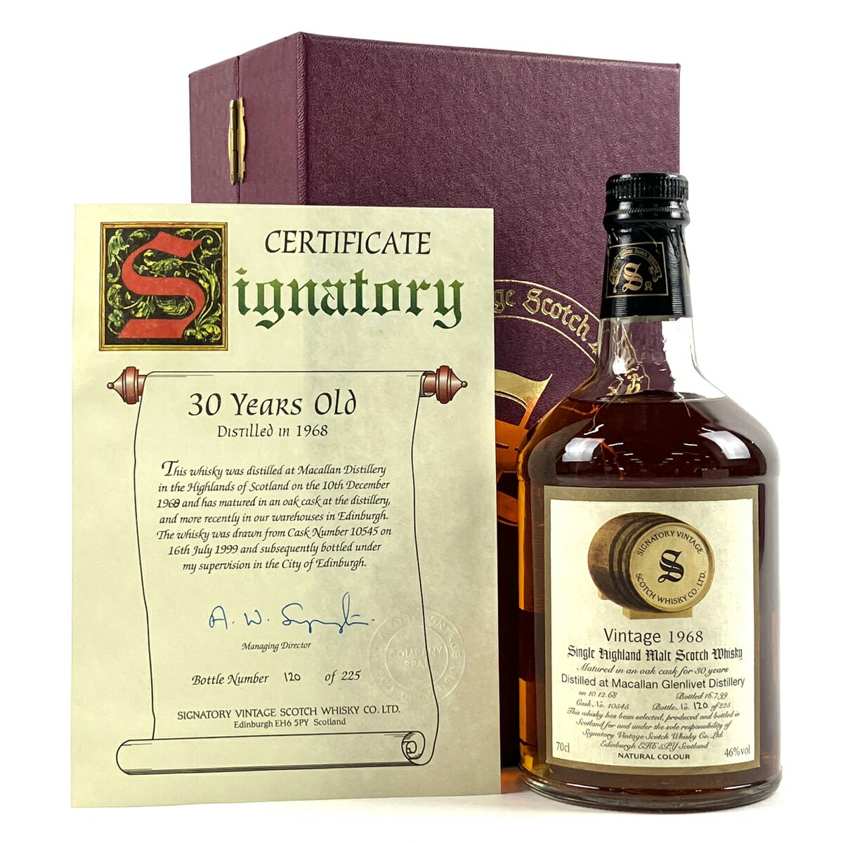 GLENLIVET シグナトリー SIGNATORY マッカラン グレンリベット 30年 1968 700ml スコッチウイスキー シングルモルト 【中古】