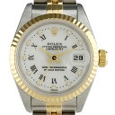 5％OFF 【ラッピング可】 ロレックス ROLEX デイトジャスト 10Pダイヤ ローマン 69173G 腕時計 SS YG ダイヤモンド 自動巻き ホワイト レディース 【中古】 msp29