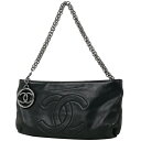 シャネル CHANEL ココマーク チェーン ハンドバッグ レザー ブラック レディース 【中古】