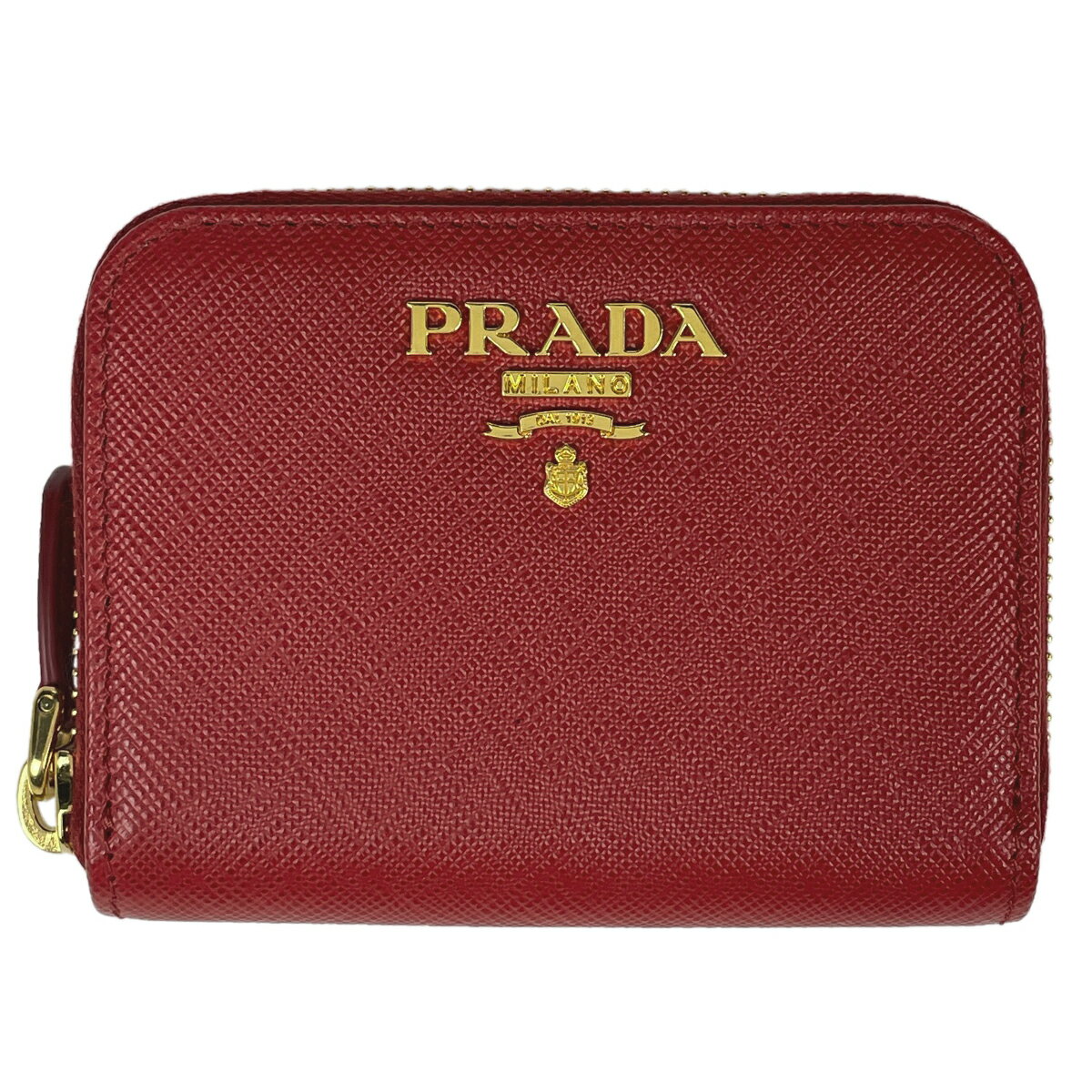 8％OFF 【ラッピング可】プラダ PRADA ロゴ ラウンドファスナー コインケース 小銭入れ カード入れ ラウンドジップ コインケース サフィアーノレザー フォーコ(レッド) 1MM268 レディース 【中古】 msp29