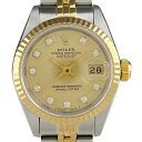 5％OFF 【ラッピング可】 ロレックス ROLEX デイトジャスト 10Pダイヤ 69173G 腕時計 SS YG ダイヤモンド 自動巻き シャンパンゴールド レディース 【中古】 msp29