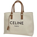 セリーヌ CELINE ホリゾンタル カバ トートバッグ ロゴ 肩掛け ハンドバッグ トートバッグ キャンバス ベージュ ブラウン 190062BNZ レディース 【中古】