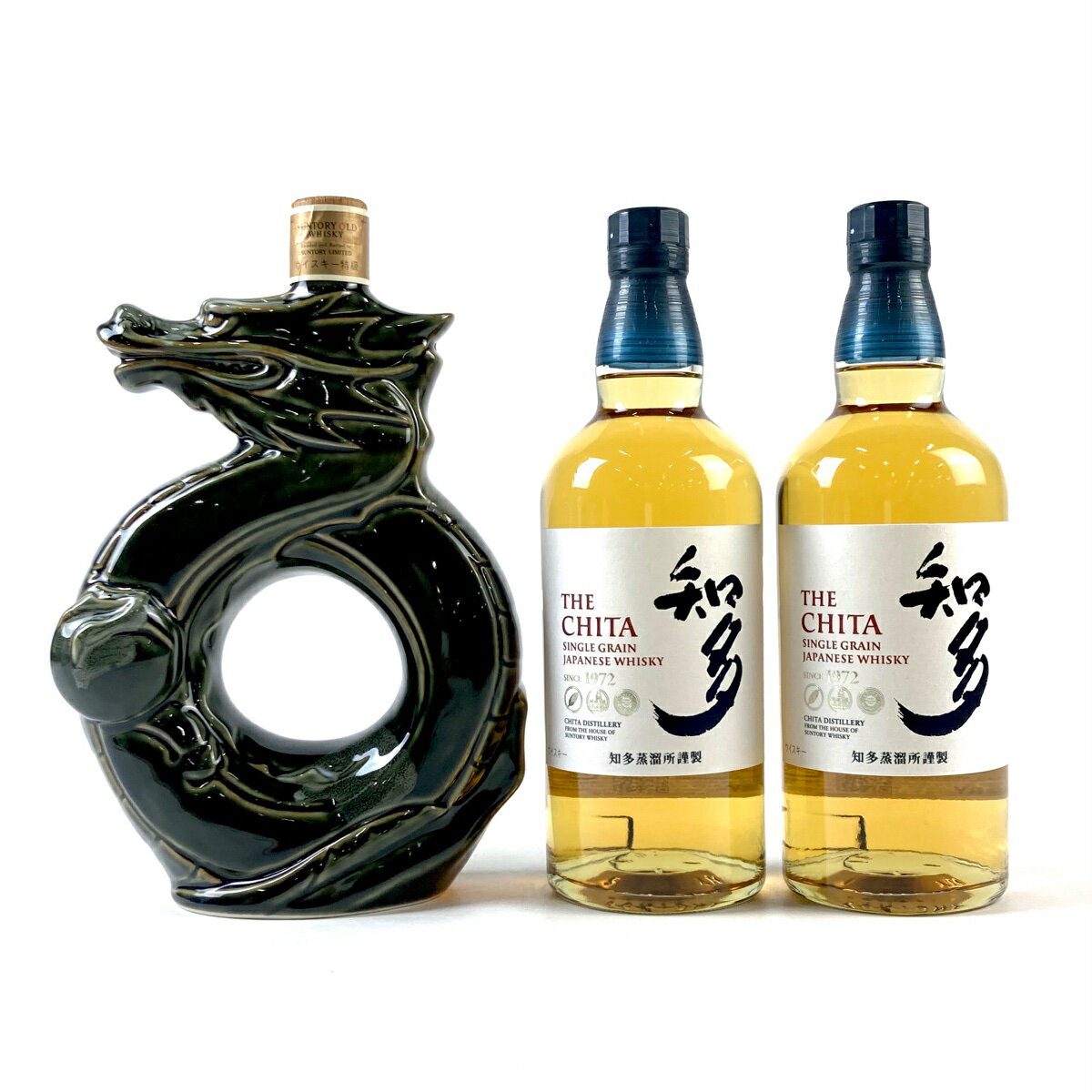 5％OFF 【東京都内限定発送】 3本 サントリー SUNTORY オールド 干支ボトル 辰 1988年 陶器 知多 シングルグレーン ジャパニーズ 700ml ウイスキー セット 【中古】