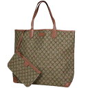 グッチ GUCCI GG柄 トートバッグ ラージ スター トートバッグ コーティングキャンバス ベージュ ピンク 309547 レディース 【中古】