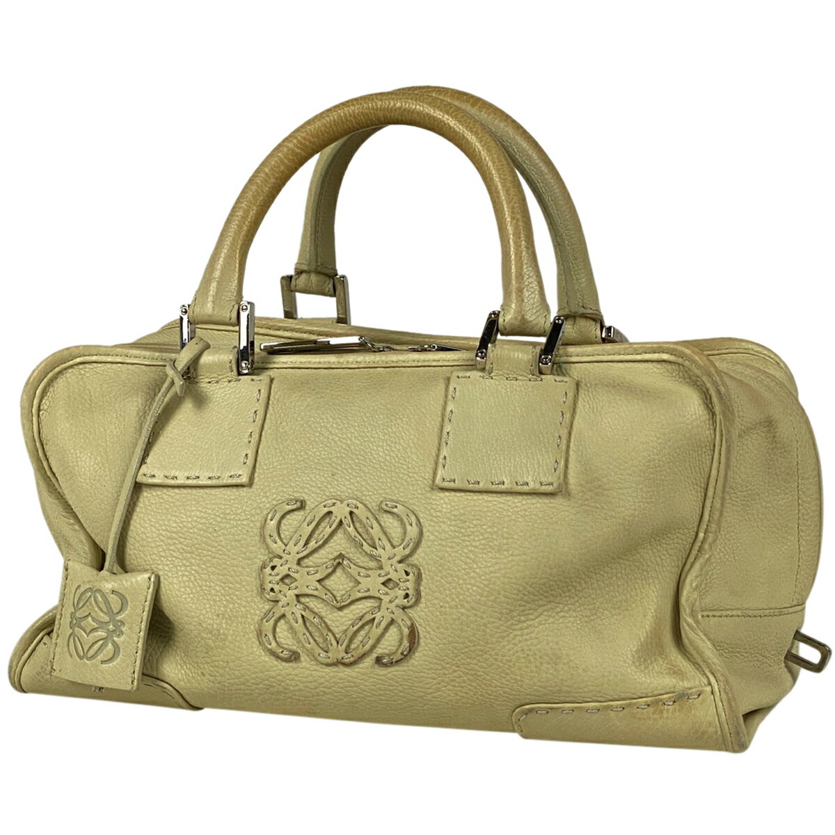 12％OFF ロエベ LOEWE アマソナ 28 アナグラム ハンドバッグ レザー クリーム レディース 【中古】 msp29