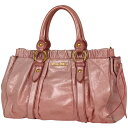 ミュウ ミュウ Miu Miu ロゴ ハンドバッグ 2WAY ショルダーバッグ ハンドバッグ レザー ピンク レディース 【中古】