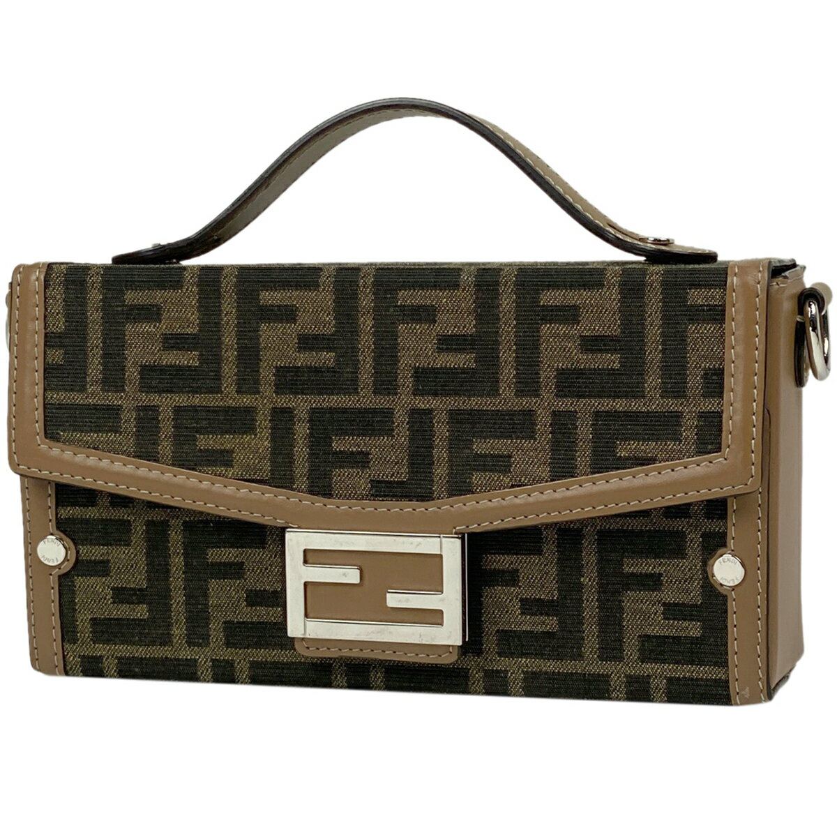 5％OFF フェンディ FENDI ズッカ柄 ハンドバッグ ソフトトランク バゲット 2WAY ショルダーバッグ ハンドバッグ キャンバス ブラウン 7VA565 レディース 【中古】 msp29