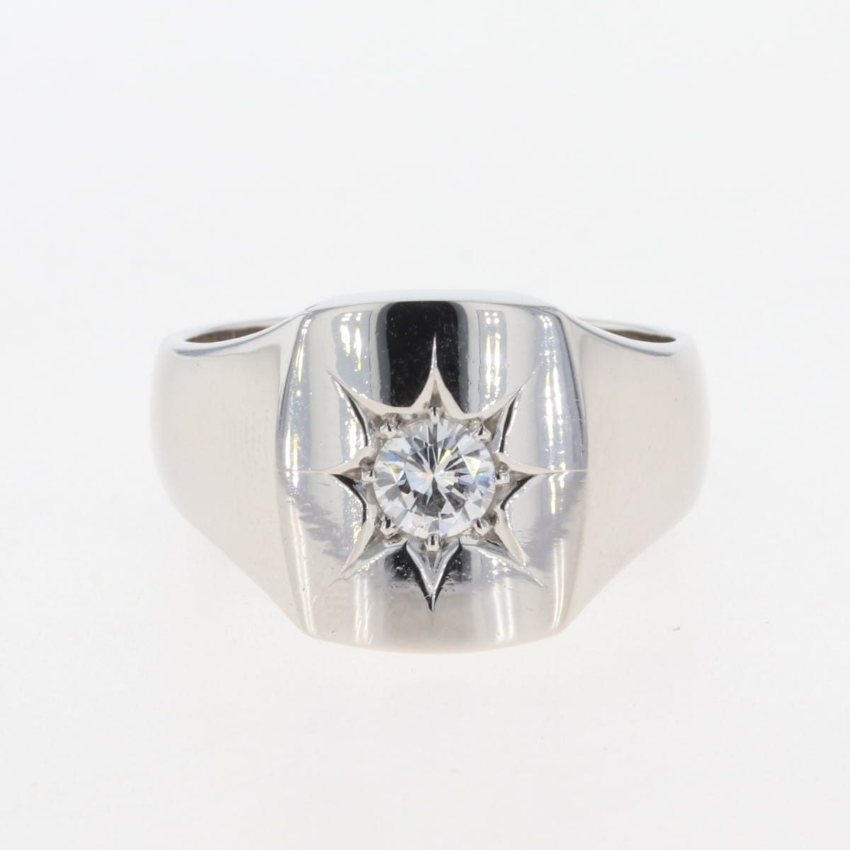 【中古】　プラチナ　ダイヤ　0.90ct　1.52ct　ブラックダイヤ　1.00ct　メンズリング　24号